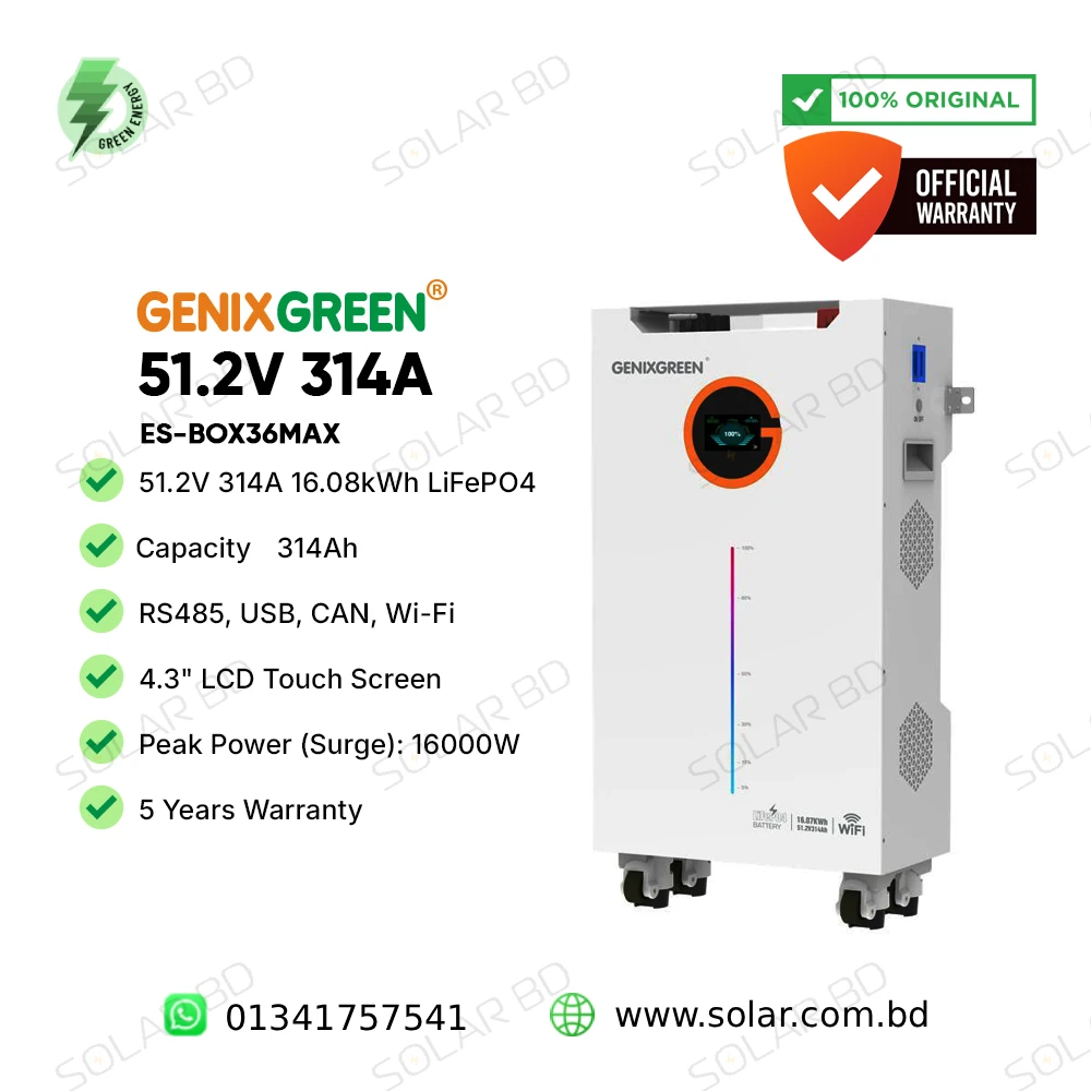 Genix Green 51.2V 314Ah 16 KWh LiFePO4 Battery