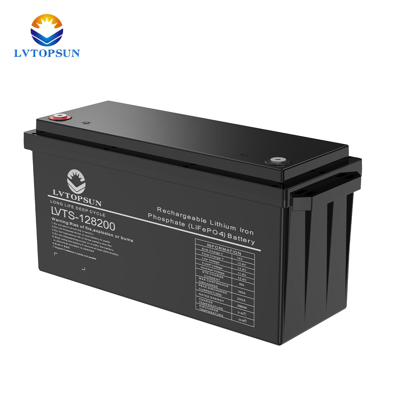 Lvtopsun 12.8V 200Ah 2.56kWh Lithium-Ion Energy Storage Battery