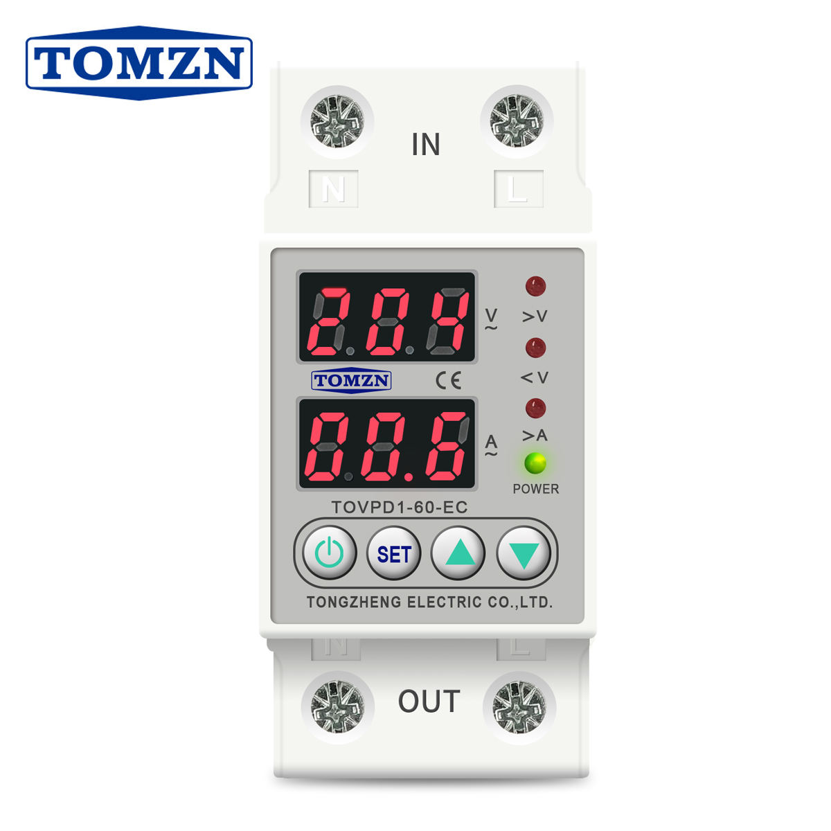 TOMZN TOVPD1-60-EC 230V Din Rail Over Under Voltage Protector Relay 60A Adjustable